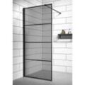 Badplaats - Duschwand Essos 100 x 200cm - Grauglass - Glas Duschabtrennung Schwarz - Walk-In Dusche Nano Duschtrennwand