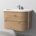 Sanipa 4balance Keramik-Set mit 2 Auszügen und LED-Beleuchtung, Eiche Natural-Touch, DL41285 DL41285