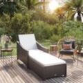 Bonnevie - Sonnenliege Gartenliege Liegestuhl - mit Cremeweißer Auflage Poly Rattan Schwarz BV183705