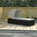 Bonnevie - Sonnenliege Gartenliege Liegestuhl - mit Sonnenschutz und Auflagen Poly Rattan Cremeweiß BV705375