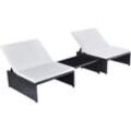 2er Set Sonnenliegen Gartenliegen - Liegestühle mit Tisch Poly Rattan Schwarz BV956986 - BonneVie