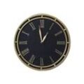 Chic Antique Wanduhr, schwarz, messingfarben, Ø30 cm schwarz