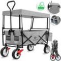 KESSER® Bollerwagen faltbar mit Dach Handwagen Transportkarre Gerätewagen inkl. 2 Netztaschen und Einer Außentasche klappbar Vollgummi-Reifen bis 100 kg Tragkraft Mit Vorderrad-Bremse