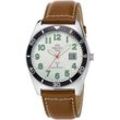 MASTER TIME Funkuhr Super Power Sporty, MTGA-10856-41L, Armbanduhr, Quarzuhr, Herrenuhr, Datum, Leuchtzeiger, braun