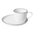 Broste Copenhagen - Salt Tasse mit Untertasse L, 15 cl, weiß / schwarz