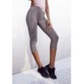 LASCANA ACTIVE Caprileggings grau Gr. S (36/38) für Damen. Mit Logoschriftzug, Logodruck. Figurbetont. Nachhaltig.