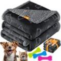 LOVPET® wasserdichte Hundedecke, Sherpa Fleece Haustier Decke + 3x Spielzeugknochen, maschinenwaschbar, beidseitiger Sofabezug-Schutz