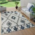 Paco Home - In- & Outdoor Teppich Flachgewebe Geometrisch Abstrakt Rauten Design Ethno Blau 60x100 cm