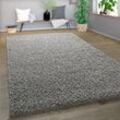 Shaggy Teppich Hochflor Langflor Hochwertig Hohe Fadendichte Uni Schimmer Grau 60x100 cm - Paco Home