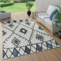 Paco Home - In- & Outdoor Teppich Flachgewebe Geometrisch Abstrakt Rauten Design Ethno Blau 200x280 cm