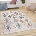 Paco Home - Teppich Wohnzimmer Kurzflor Modern Abstraktes Boho Skandi Rauten Muster Pastell 80x150 cm