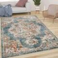 Teppich Wohnzimmer Kurzflor Vintage Pastell Orient Muster Mit Bordüre Grün Beige 60x100 cm - Paco Home