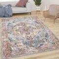 Paco Home Teppich Wohnzimmer Kurzflor Vintage Pastell Mit Orient Muster Modern Grau Gelb 120x170 cm