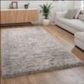 Paco Home Hochflor Teppich Kuschelig Modern Shaggy Flokati Stil Gemütlich Uni Grau 200x290 cm