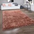 Hochflor-Teppich, Shaggy Für Wohnzimmer, Mit Glitzer-Garn, Braun Terrakotta 140x200 cm - Paco Home