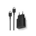 Ventarent Schnellladegerät USB C passt für Samsung Galaxy S23 S22 S21 S20 Ultra USB-Ladegerät (2770,00 mA, Set, 2-tlg., 1x Adapter USB-C 25 Watt + 1x Ladekabel USB-C auf USB-C, Schnellladekabel & Netzteil mit Fast Charging), schwarz