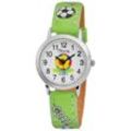 QBOS Quarzuhr Felix Fußball analoge Kinderuhr mit Armband aus Kunstleder 4900001, Kinder Armbanduhr, grün