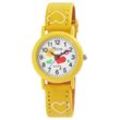 QBOS Quarzuhr Luca Herz analoge Kinderuhr mit Armband aus Kunstleder 4900002, Kinder Armbanduhr, gelb
