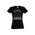 Youth Designz Print-Shirt Schnarchen Schnurren Katze Damen T-Shirt mit lustigem Spruch & Logo Aufdruck, schwarz