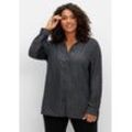 Bluse mit Print und elastischen Einsätzen, schwarz gemustert, Gr.46