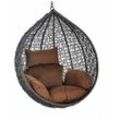 Home Deluxe - Polyrattan Hängesessel cielo Farbe: Braun, Ausstattung: Korb und Kissen Poly Rattan Hängesessel Hängekorb