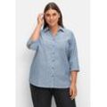 Bluse in Jeansoptik mit Schmetterlingsprint, light blue Denim, Gr.50