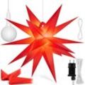 KESSER® Leuchtstern 3D, LED Weihnachtsstern mit Timer für innen und außen, Adventsstern Beleuchtet hängend Stern + Warmweiß Licht