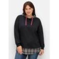 2-in-1 Sweatshirt mit Kapuze und Bindeband, schwarz, Gr.44/46