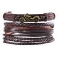 BUNGSA Armband Lederarmband breit braun/schwarz Unisex - 8 Designs (1 Armband, 1-tlg), Bracelet Armschmuck, braun|schwarz