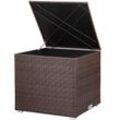 Polyrattan Auflagenbox Kissenbox Gartenbox Lounge 75x75x70 cm Wasserdicht Innentasche Gasdruckfeder Wetterfest braun - Casaria