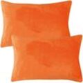 Dekokissen Kuschel Celina 2er Pack, in der Größe 40 x 60cm - Orange - Kissenbezug mit Reißverschluss - Orange