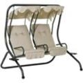 2-Sitzer Hollywoodschaukel Gartenschaukel mit Sonnendach Garten Stahl Beige 170 x 136 x 170 cm - Beige - Outsunny