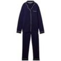 TOM TAILOR Damen Unifarbener Pyjama, blau, Uni, Gr. S/36