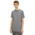 TOM TAILOR DENIM Herren Gestreiftes Long T-Shirt, schwarz, Streifenmuster, Gr. M