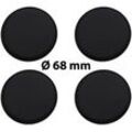 4 x Ø 68 mm Polymere Aufkleber / Schwarz / Nabenkappen, Felgendeckel