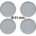 4 x Ø 51 mm Polymere Aufkleber / Chrom-Optik / Nabenkappen, Felgendeckel