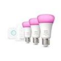 Philips Hue White & Color Ambiance E27 1100lm 3er Starter-Set + Dimmschalter - Weiß