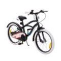 Actionbikes Motors Kinderfahrrad Kinder Fahrrad Cruiser 18 Zoll - ab 5 Jahre, 1 Gang, ohne Schaltung, (Trapez-Rahmen, Caliper Bremsen, max. Zuladung 35 kg, schwarz / weiß, 1-tlg., Klingel, Kettenschutz, Reflektoren, Katzenaugen, Fahrradständer), höhenverstellbares Bike Jungen Mädchen Kinderrad ab 110 cm, weiß