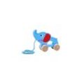 Tooky Toy Kinder Holzziehspielzeug Elefant TKC264, drin, draußen, ab 18 Monate blau