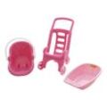 Polesie 42842 Puppenwagen 3 in 1 Set, Puppenbuggy Schaukelkorb Puppen-Badewanne pink