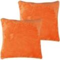 Dekokissen Kuschel Celina 2er Pack, in der Größe 50 x 50cm - Orange - Kissenbezug mit Reißverschluss