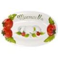 Lashuma Servierteller Tomate Mozzarella, Keramik, (1-tlg., 31 x 20 cm), Handgemachter Obstteller oval aus Italien, weiß