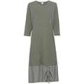 Baumwoll-Mix-Kleid, Streifen khaki, 48/50