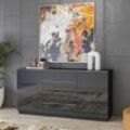 Sideboard schwarz modern HOOVER-83 mit Glasfronten, b/h/t: ca. 160/80/48 cm