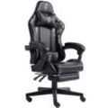 Gaming Chair im Racing-Design mit flexiblen gepolsterten Armlehnen - ergonomischer PC Gaming Stuhl in Lederoptik - Gaming Schreibtischstuhl mit ausziehbarer Fußstütze und extra Stützkissen