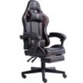 Gaming Chair im Racing-Design mit flexiblen gepolsterten Armlehnen - ergonomischer PC Gaming Stuhl in Lederoptik - Gaming Schreibtischstuhl mit ausziehbarer Fußstütze und extra Stützkissen