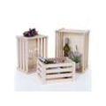 3er Set Holzkiste MCW-C56, Weinkiste Dekokiste Aufbewahrungskiste Obstkiste, Shabby-Look Vintage ~ naturfarben