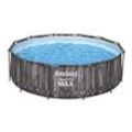 Bestway® Steel Pro MAX™ Frame Pool-Set mit Filterpumpe Ø 366 x 100 cm, Holz-Optik (Mooreiche), rund