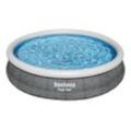 Bestway® Fast Set™ Aufstellpool-Set mit Filterpumpe Ø 366 x 76 cm, Rattan-Optik (Schiefergrau), rund