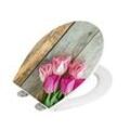 WENKO WC-Sitz mit Absenkautomatik Tulip grau, rosa